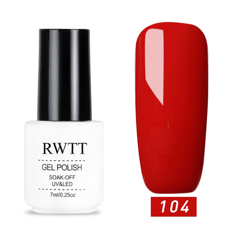 RWTT 7 мл УФ-гель Лаки лак для ногтей, набор для маникюра, покрытие для ногтей, полустойкое к полу постоянный Гибридный рисунки на ногтях Off-белый Гель-лак для ногтей - Цвет: 104