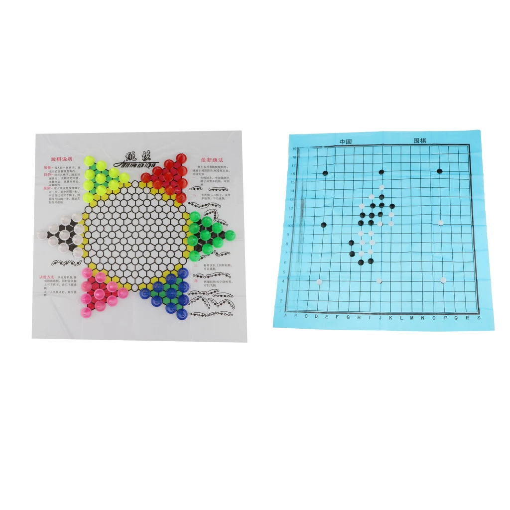 Foldable Chinese Checker + Go Chess Set Board Travel Game Traditional Board Game for Children Intelligence Toys