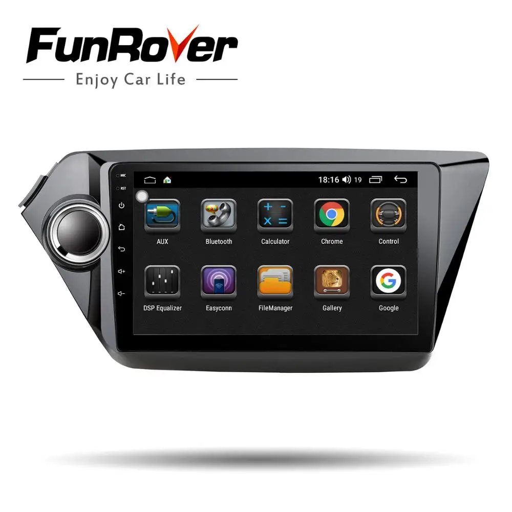 Автомобильный dvd Funrover 2 Din 2.5D+ ips Android 9,0 для Kia k2 RIO 2010 2011 2012 2013 автомобильный радио мультимедиа Plstereo dvd gps