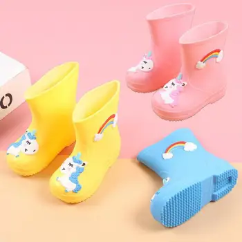 

Unicorn Kids Rain Boots Boy Girl Waterproof Shoes New Cartoon Unicorn Fashion Children's Rubber Boots Non-slip Baby Water Shoes