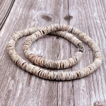 Gray Shell Necklace for Men & Women, Real Seashell Necklaces with Round Clam Chip