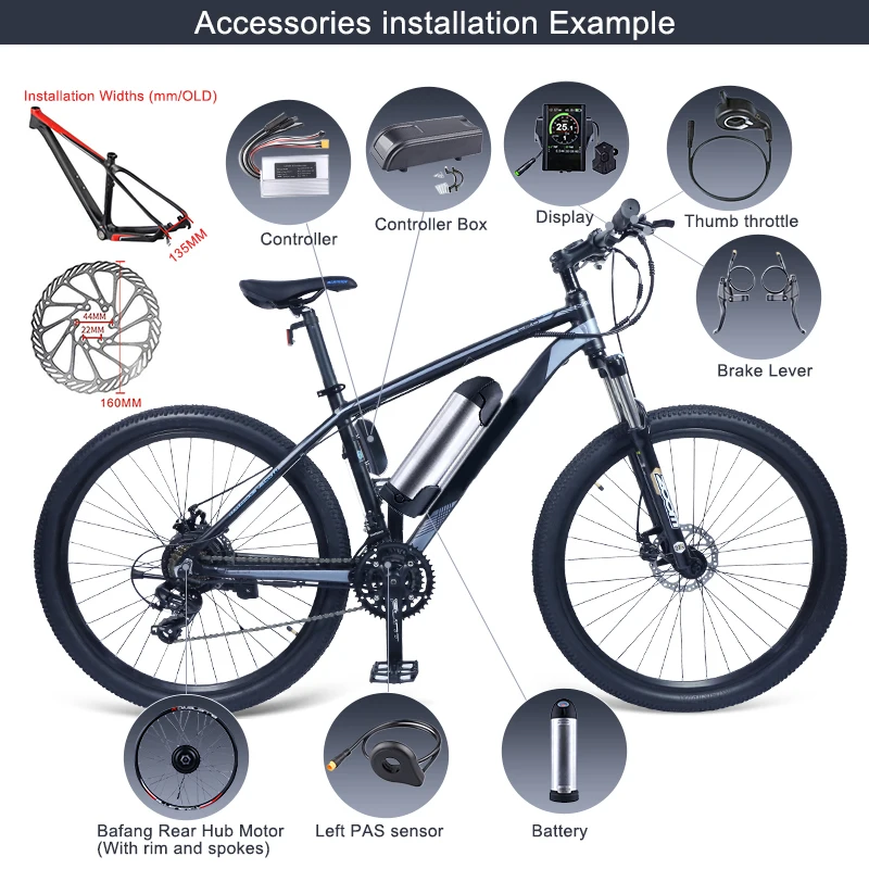 Best Bafang 36V 350W brushless gear rear hub motor electric bike conversion kit for 20/26/27.5/700c inch bicycle with 10Ah Battery 26