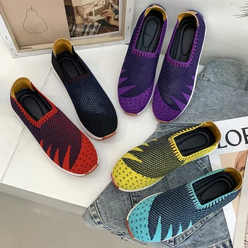 

Sneakers for Women Summer Breathable Mesh Shoes Light Weight Sock Shoes Fashion Slip On Plus Size 35-43