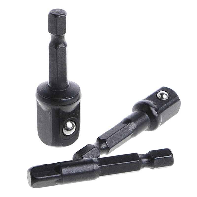 

3 Pcs Socket Adapter Set Hex Shank to 1/4 3/8 1/2 Inch Impact Driver Drill Bits