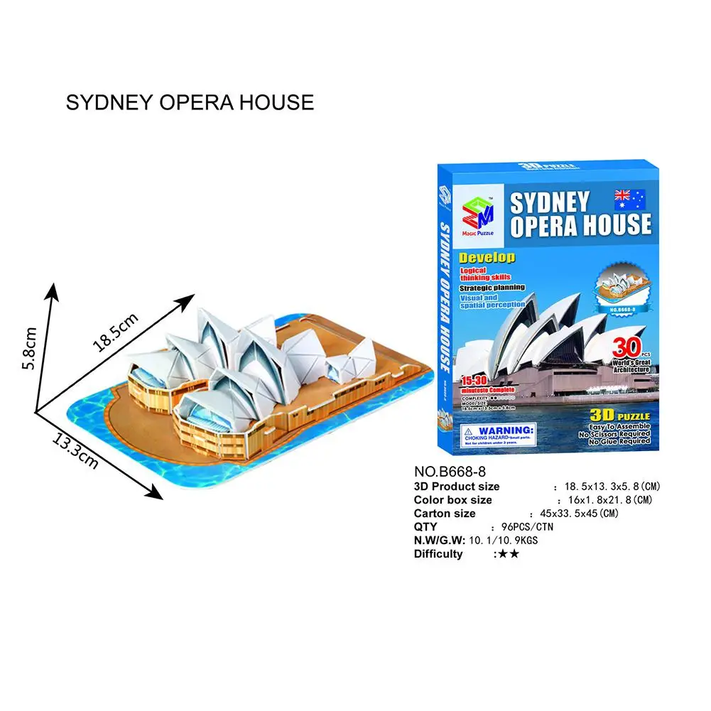 Opera House Игрушка-Известое здание 3d головоломка для DIY - Цвет: Opera House