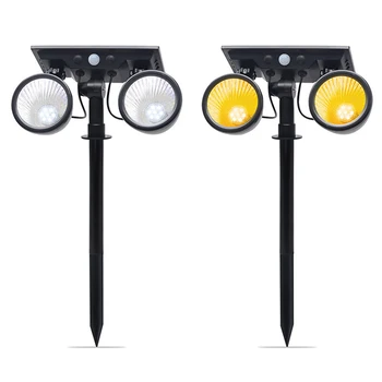

Solar Lawn Lamp Two-Color/Colorful RGB Wall Lamp Body Induction Spotlight Double Head Searchlight Waterproof LED Light WWO66