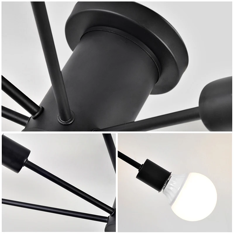  Smuxi Retro Industrial Iron 220V E27 LED Ceiling Lamp Edison Bulb Living Room Bedroom Pendant Light - 4000334219680
