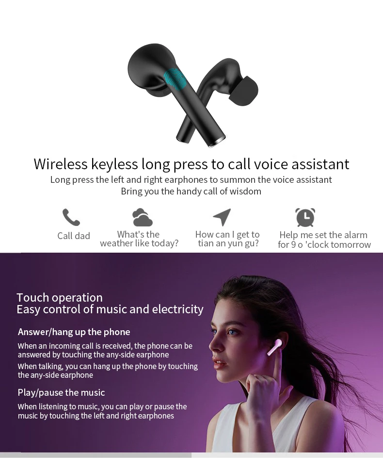 J3 Pro TWS Wireless Headphone Bluetooth V5.0 Headset Touch Control Sport Waterproof HD Stereo Earbuds With Mic For All Phone