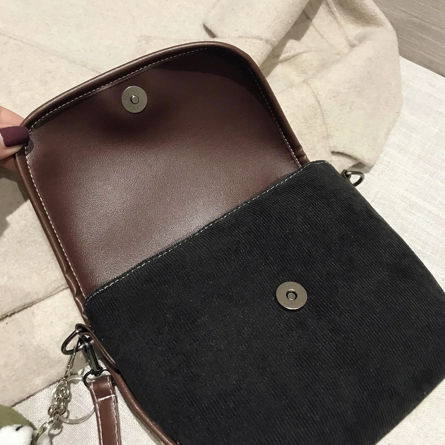 

Korean-style High Grade Sense Bag Autumn And Winter Lambs Wool mao bao Textured Dull Polish Women's 2019 New Style Versatile Cro