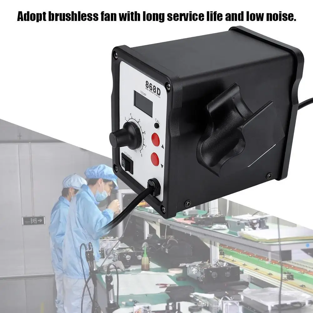 

868D 110V Welding Station Hot Air Blower Heat Gun LED Display Screen Long Service Life Intelligent Detection Rework Solder