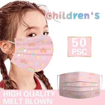 

50pc Rainbow Print Children's Disposable Protection For 3 Ply Outdoor Ear Loop De Protección Large Stock Send Fast Dropshipping