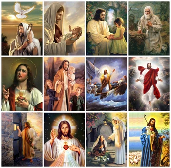 

Huacan 5d DIY Diamond Painting Full Square Jesus Diamond Embroidery Mosaic Religion Handicraft Wall Art