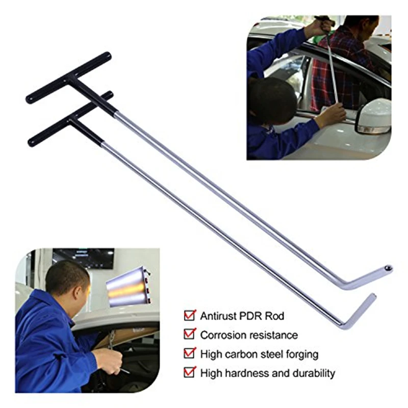 2pcs/set PDR Rods Crowbar Paintless Dent Repair Tools Mini Rods Hooks PDR Tools Kit For Car Dent Removal Tool Kit 2pcs/set PDR Rods Crowbar Paintless Dent Repair Tools Mini Rods Hooks PDR Tools Kit For Car Dent Removal Tool Kit