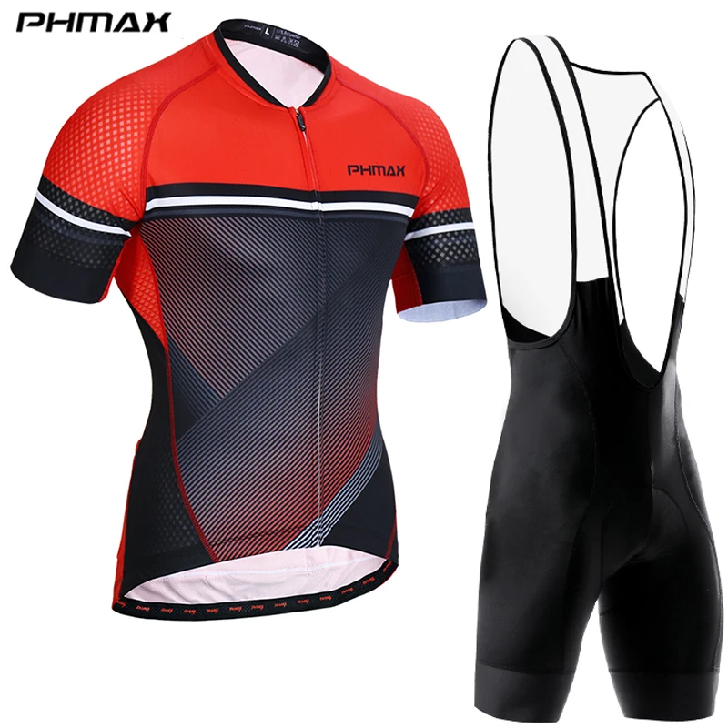 PHMAX летние шорты рукав Pro Велоспорт Джерси Набор Майо Ropa Ciclismo велосипедная спортивная одежда велосипедная одежда комплект для велоспорта - Цвет: Bib Cycling Set 01