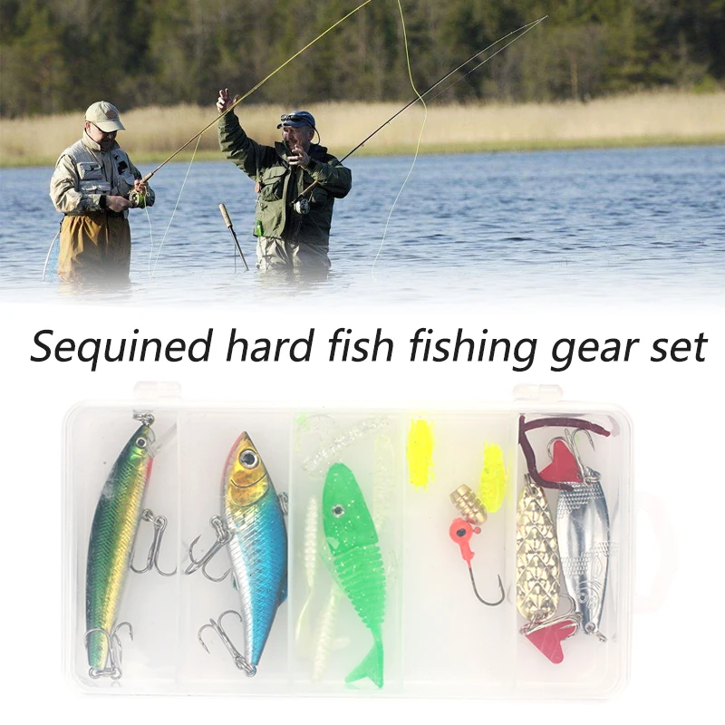 

Luya Bait Kit 20pcs Angling Fishing Tackle Box Colour Tools Fishing Bait Set Swivels Clamp Hooks Decoy