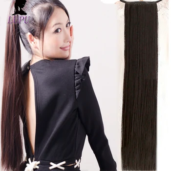 

LUPU 32” 85cm Super Long Straight Drawstring Synthetic Ponytail Clip in Hairpieces Heat Resistant Hair Extension for Women