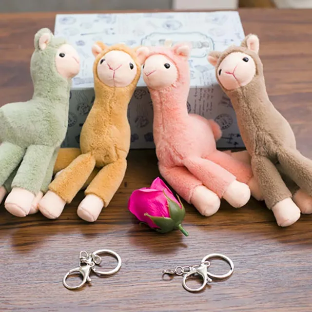 1Pcs Cartoon Simulation Alpaca Key Chain Plush Toy PP Cotton Alpaca Shape Girl Bag Pendant Children Plush Doll Toy 2