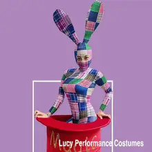 Джазовый костюм для рождественской вечеринки DS сексуальный стрейчевый комбинезон цветочный костюм кролика Женская рейв одежда сценический наряд Одежда для шоу