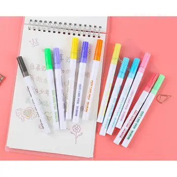 

12 Pcs Double Line Outline Pen Drawing Highlighter Dream Color Fluorescent Mark