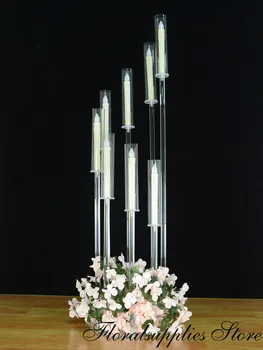 

6pcs wedding candelabra crystal acrylic candle holder 8 arm candlesticks for marriage decor event party table top decoration