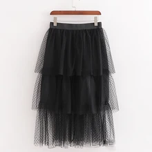 Fandy lokar, вуаль, каскадные юбки, женская модная юбка в горошек, с принтом, для женщин, элегантная, эластичная талия, до середины икры, юбки для женщин, для девушек, IY