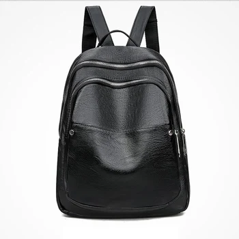

Ladies Backpack Casual Black Bagpack Women New Imitation Leather Bag Simple Youth Female Daily Backpacks High Quality 2020