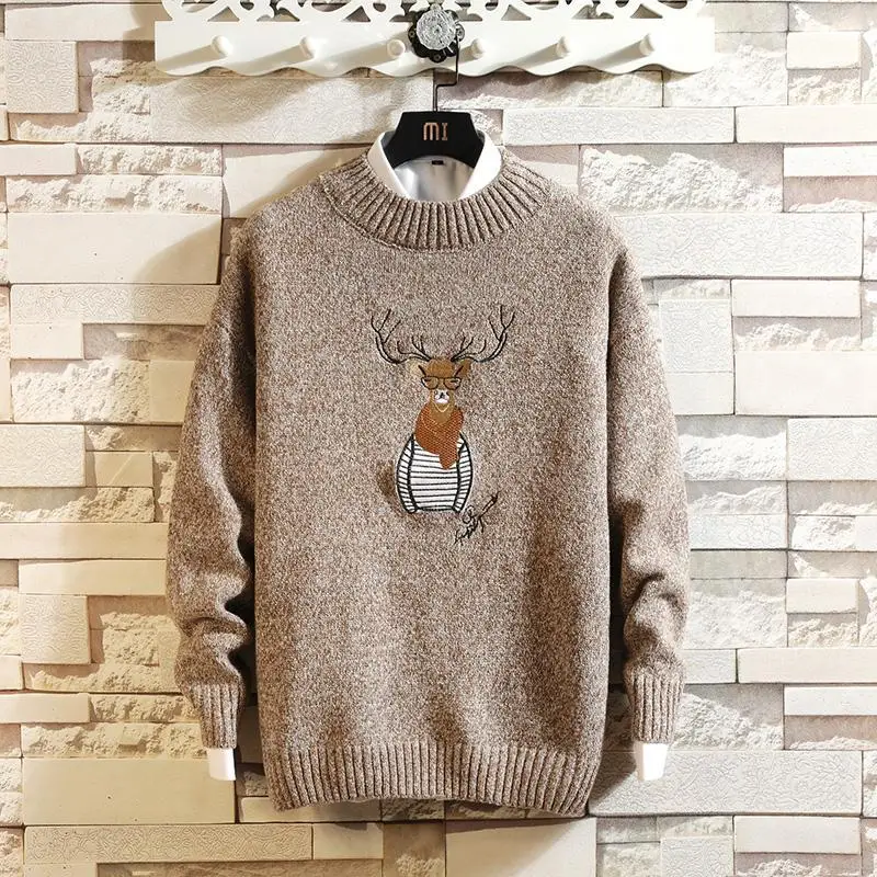 

5XL 4XL Mens Knitted Sweater Men 2020 Autumn Winter Casual Christmas Tree Deer Pullover Vintage Black Slim Fit Sweaters Male