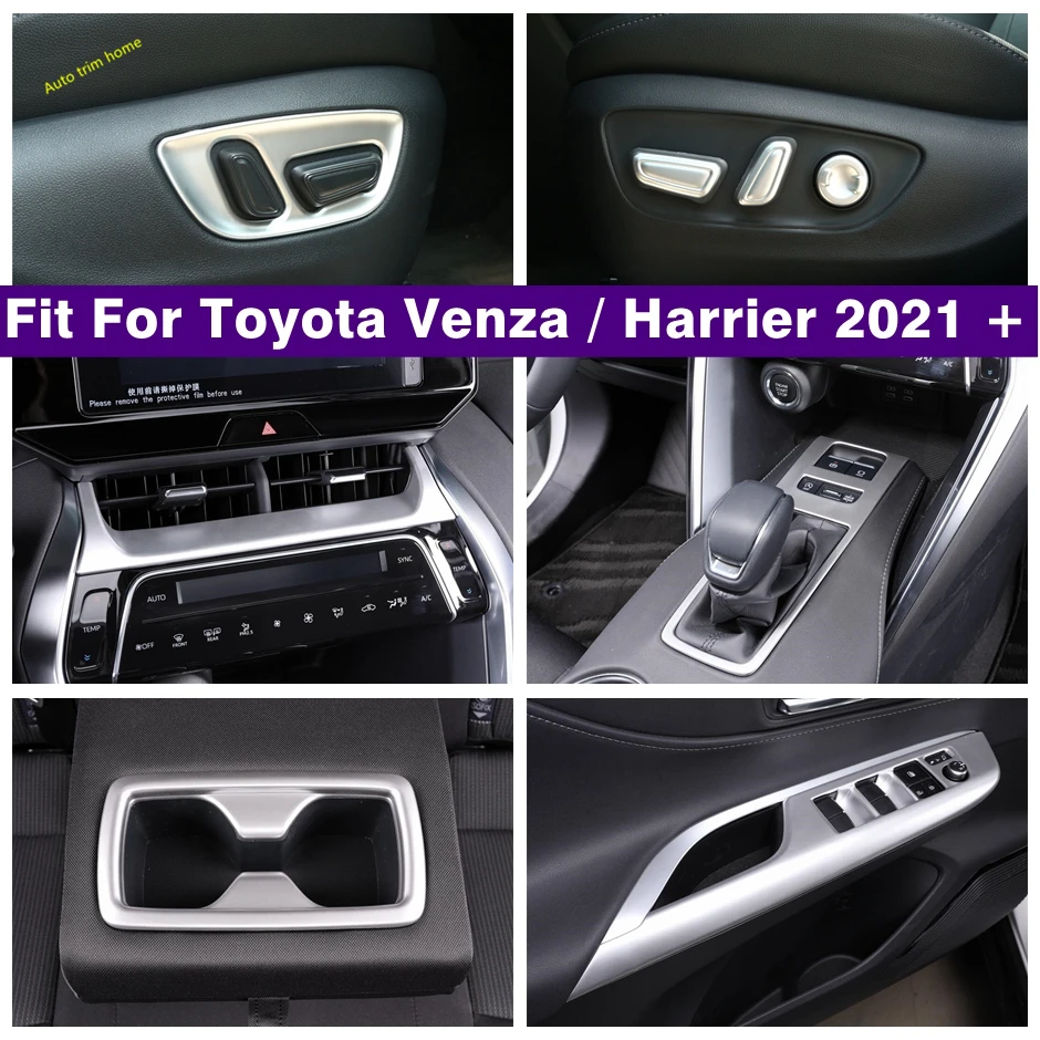 

Center Air Outlet Gear Box Water Cup Holder Seat Adjustment Button Cover Trim For Toyota Venza Harrier 2021- 2023 Matte Interior