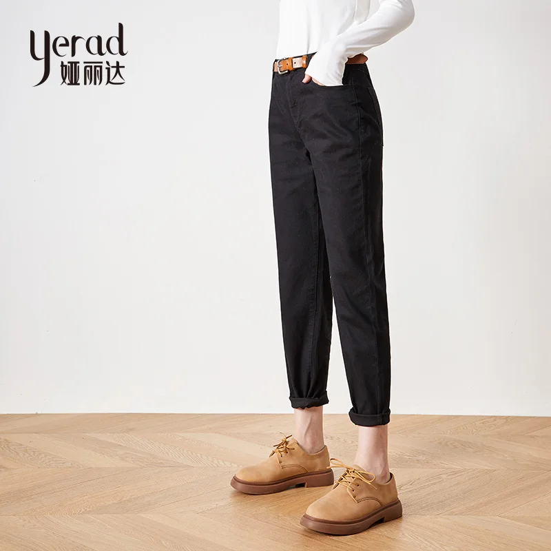 

YERAD Women Ankle Length Harem Pants 2019 Autumn New Casual Loose Black White Plus Size Cotton Trousers