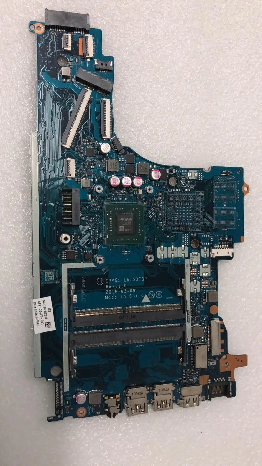 LA-G078P L20477-601 DDR4 для HP 15-DB Материнская плата ноутбука с L20477-001 AM9425 CPU EPV51 100%