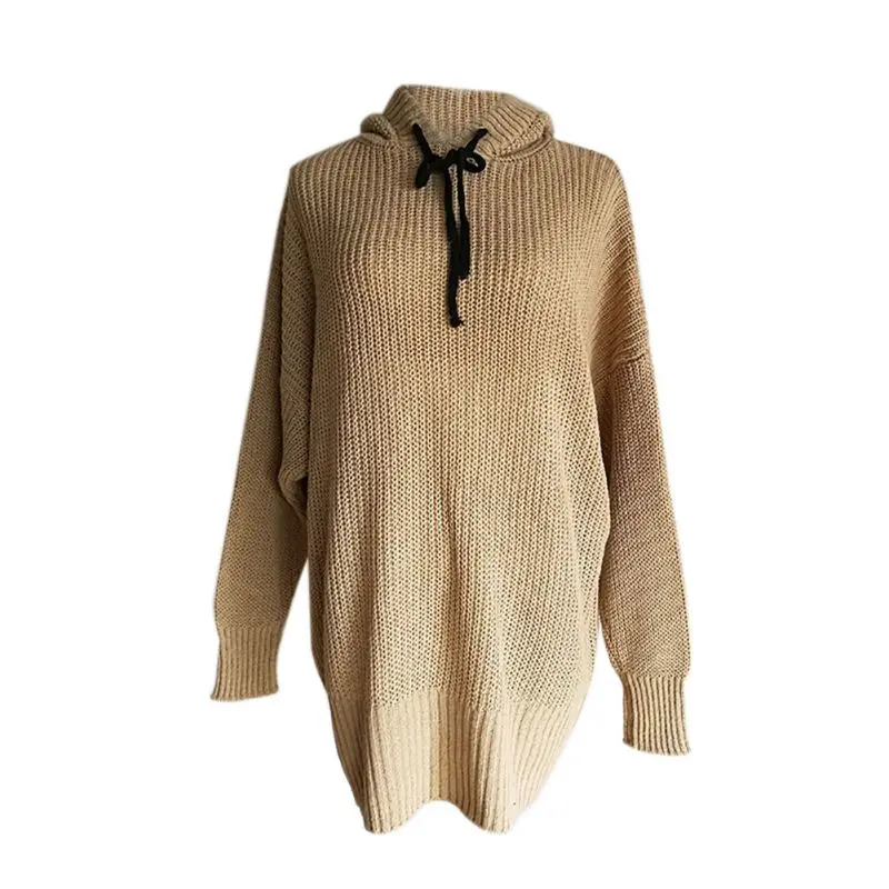 Women Knitted Hooded Sweater Long Sleeves Warm And Pullovers Loose Casual women\'s Sweaters Autumn And Winter Women Knitted Hooded Sweater Long Sleeves Warm And Pullovers Loose Casual women\'s Sweaters Autumn And Winter