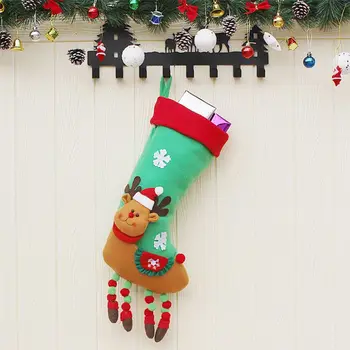 

Christmas Christmas Stocking, Set of 3 Santa, Snowman, Reindeer, Xmas Character Plush with Faux Fur Cuff Christmas Decorations