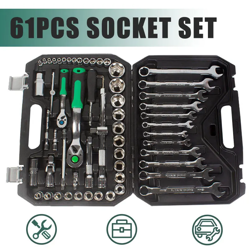 

1/4 1/2 61pcs Socket Set Hand Tools for Home Tool Set Househould Tool Kits Screwdriver Set Wrench Spinner Pliers YITOK