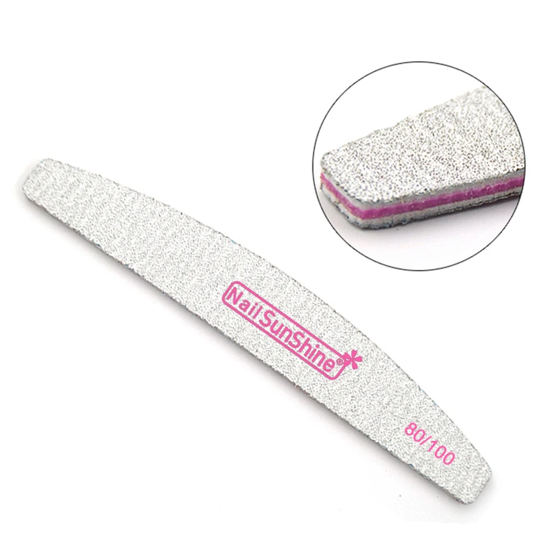 50Pcs/lot Zebra Curve Nail File Double Side Nail 80/100 Art Polishing Sanding Manicure And Pedicure Salon Tools