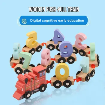 

Wooden Train Toy Set 11pcs-Train Car Digital Toy Set-Toy Train Sets for Kids Learning toys for children juguetes zabawki игрушки