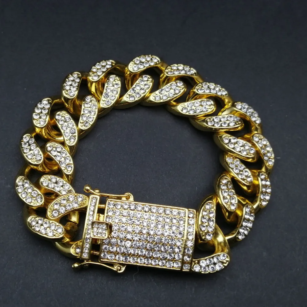 Роскошные мужские золотые часы с бриллиантами, ювелирный набор в стиле хип-хоп, мужские часы, ожерелье, браслет и кольцо, кубинские украшения, набор для мужчин