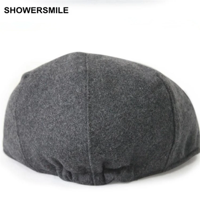 Брендовый берет SHOWERSMILE Мужская зимняя плоская шапка однотонная Повседневная