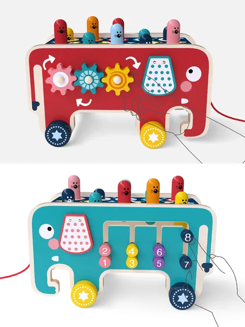 Jouets de marteau en bois pour enfants, jeu de hamster, banc de martelage,  jouets de développement pour bébé, jouets Montessori dos pour enfants