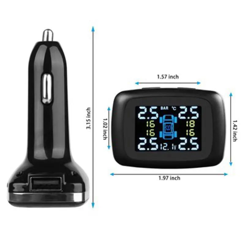 Автомобильная умная Беспроводная TPMS система контроля давления в шинах/шинах прикуриватель цифровой ЖК-дисплей автоматическая система охранной сигнализации s