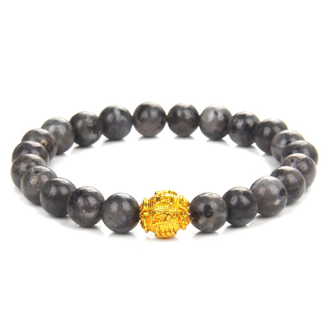 Golden Ball Stretch Bracelet Natural Aventurine Stone Labradorite 8mm Beads Bracelets For Women Men Handmade Jewelry