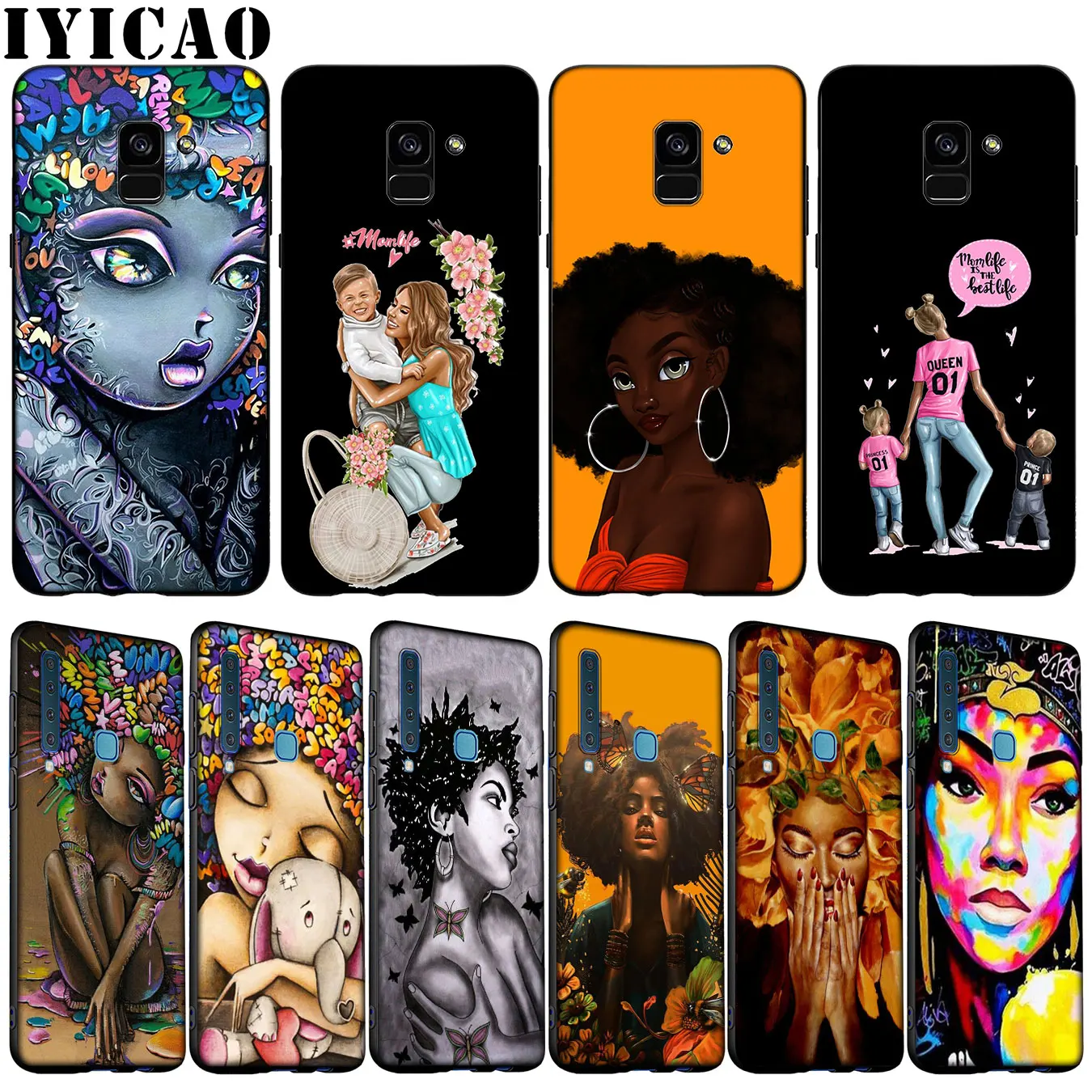 Cartoon Anime African Girls Soft Case for Samsung Galaxy A51 A71 A81 A91 A41 A21 A11 A01 A2 Core J8 J7 J4 J6 Plus Prime 2018 |