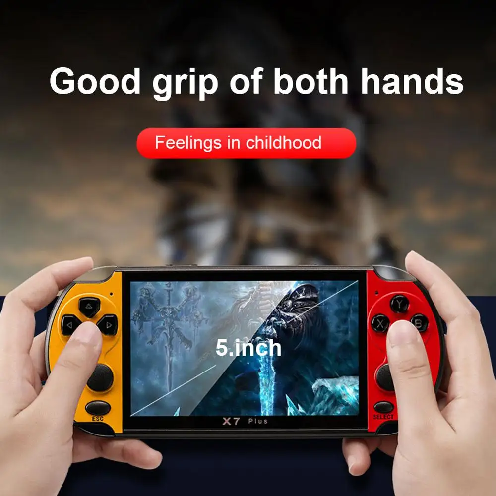 

10pcs/lots Free DHL 5.1 inch X7 plus Double rocker 8G Handheld Retro Game Console Video MP5 for 10000 games 32/64/128 Bit