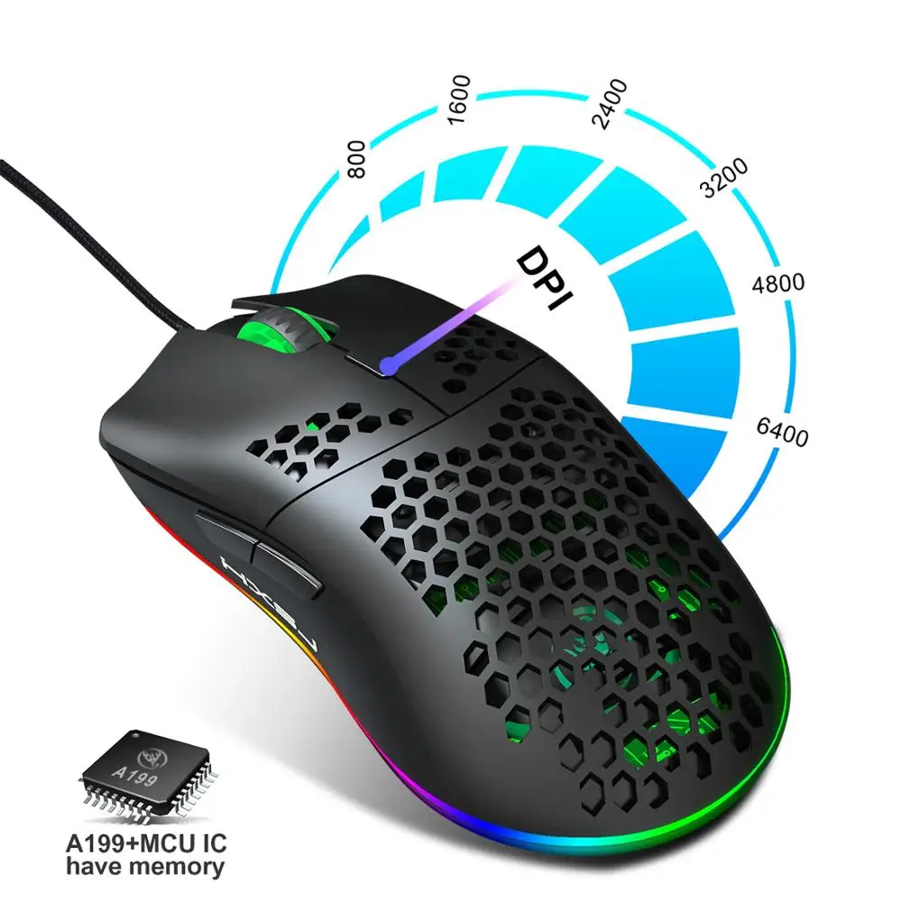 

Newest 6400 DPI Honeycomb Gaming Mouse 6 Buttons Wired RGB Lighting Programmable Gaming Mouse Gamer Laptop Accessories sourie