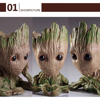 

Flower pot baby groot flower pot action figure tree man model toy for kids pen holder creative garden flower pot nursery