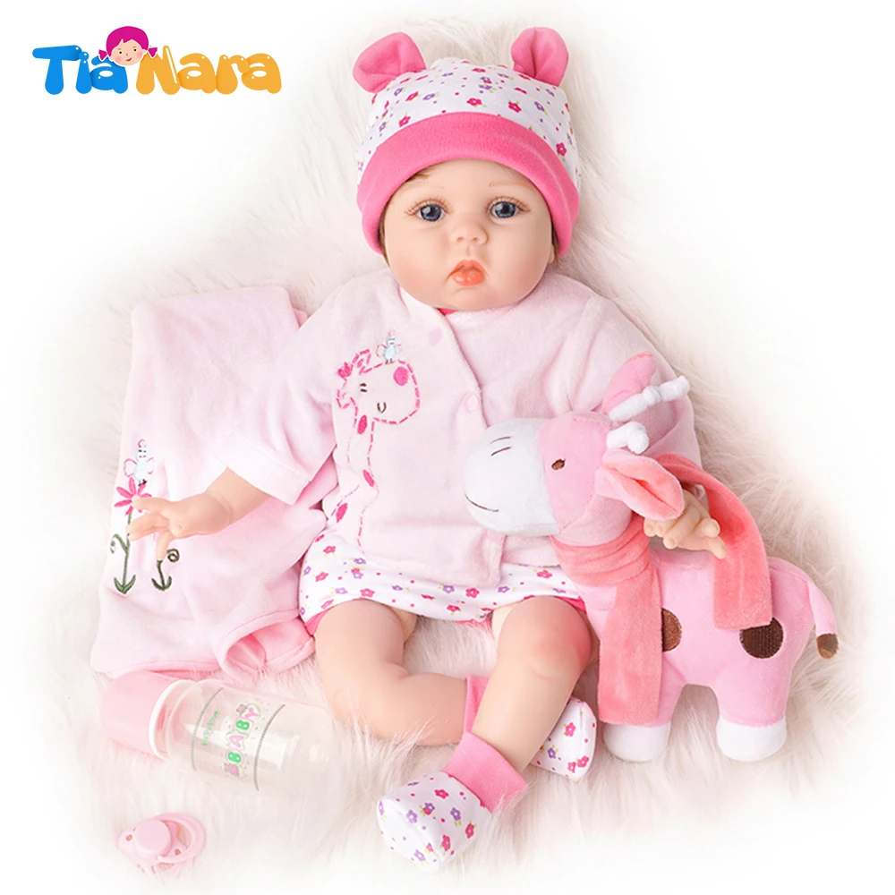 55cm Bebe Reborn Boneca Brinquedos Bonitos Para Menina Presente Vivo Silicone Recem Nascido Vinil Cabelo Curto Roupa Rosa Com Brinquedo Girafa Playmate Bonecas Aliexpress