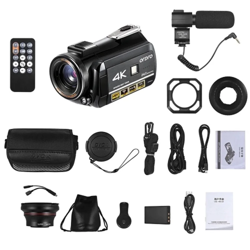 

ORDRO AC3 4K WiFi Digital Video Camera Camcorder DV Recorder 24MP 30X Zoom IR Night-Vision 3.1 Inch IPS LCD Pressscreen with 2Pc