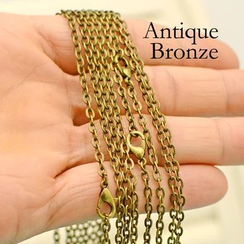 

50 pcs - 18/24/30 Inch Bronze Necklace, Antique Bronze Chain Necklace, Antique Brass Cable Chain Oval Link Necklace Wholesale