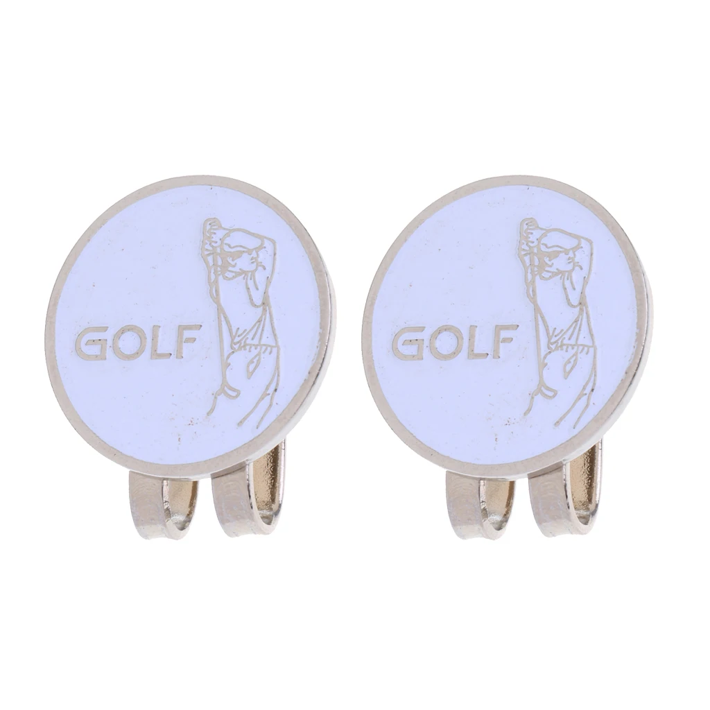 2 Pieces Golfer Pattern Magnetic Hat Cap Visor Clip Golf Ball Marker Gift