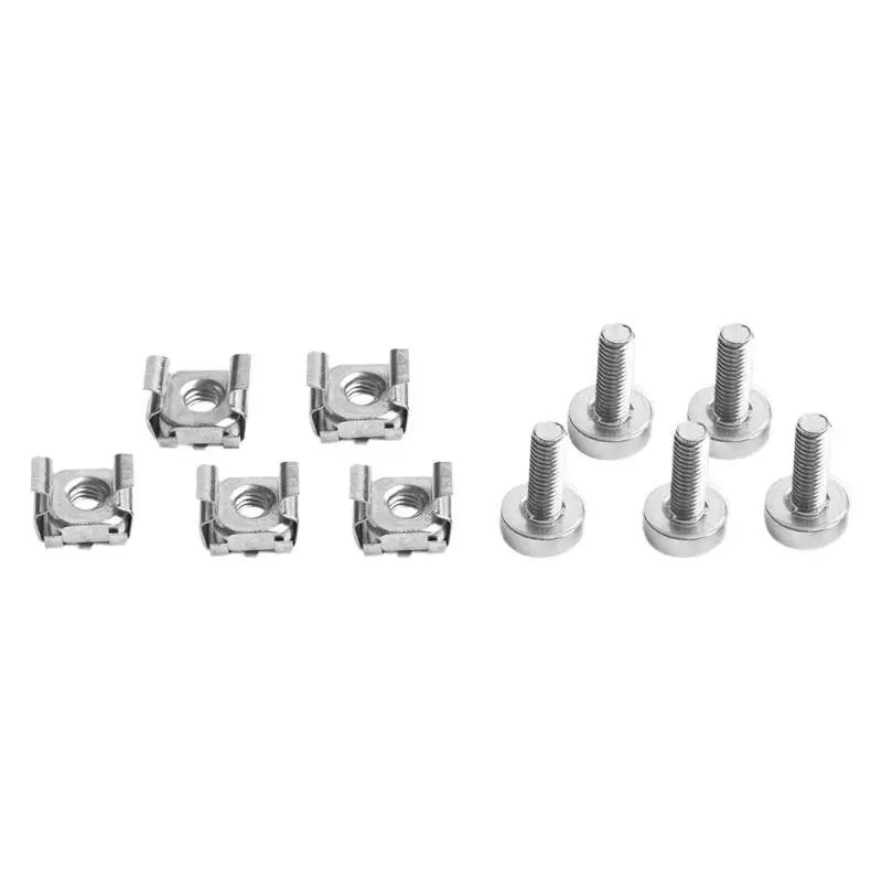 M5 Cage Nuts+M5x20 Bolts+Washers for Server Rack Shelf Cabinet Mount Pack of 50 Convenient Installation Inclined Positioning