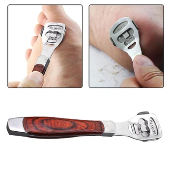 

Multi-Function Wooden Handle Stainless Steel Dead Skin Remover Foot Files For Foot Caring Foot Planer Manicure Nail Cleaner Tool